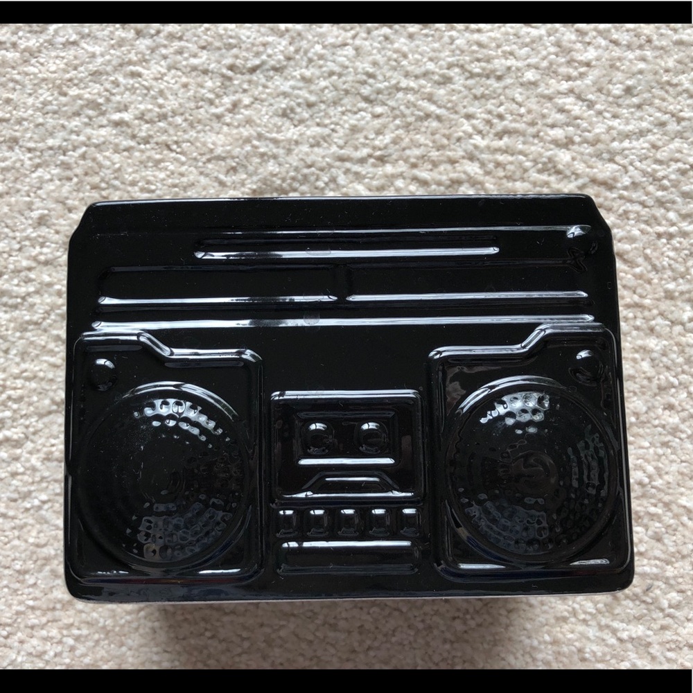 Target Bullseye Ceramic Retro Boom Box Radio Planter Decoration Black 5.5” X 4”